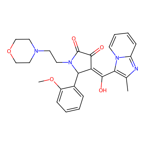 (4E)-4-[hydroxy-(2-methylimidazo[1,2-a]pyridin-3-yl)methylidene]-5-(2-methoxyphenyl)-1-(2-morpholin-4-ylethyl)pyrrolidine-2,3-dione structure