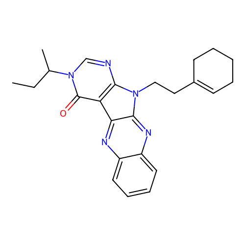 3-(butan-2-yl)-11-[2-(cyclohex-1-en-1-yl)ethyl]-3,11-dihydro-4H-pyrimido[5',4':4,5]pyrrolo[2,3-b]quinoxalin-4-one structure