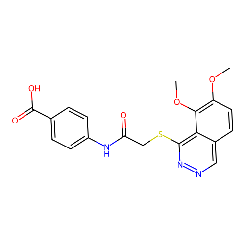 4-(2-((7,8-Dimethoxyphthalazin-1-yl)thio)acetamido)benzoic acid structure