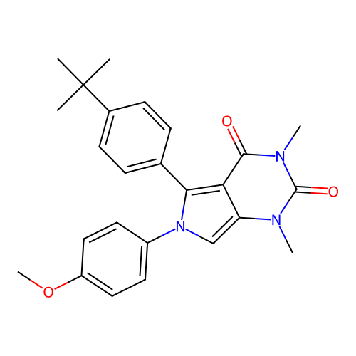 5-(4-tert-butylphenyl)-6-(4-methoxyphenyl)-1,3-dimethylpyrrolo[3,4-d]pyrimidine-2,4-dione structure