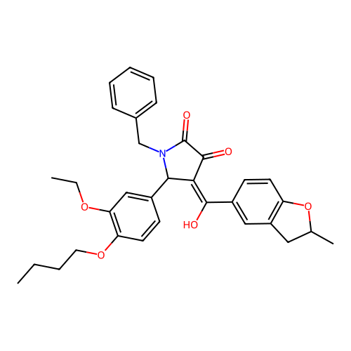 (4E)-1-benzyl-5-(4-butoxy-3-ethoxyphenyl)-4-[hydroxy(2-methyl-2,3-dihydro-1-benzofuran-5-yl)methylidene]pyrrolidine-2,3-dione structure