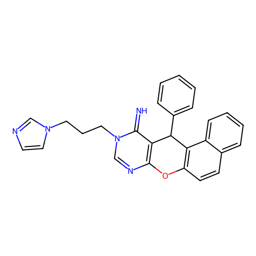 10-[3-(1H-imidazol-1-yl)propyl]-12-phenyl-10,12-dihydro-11H-benzo[5,6]chromeno[2,3-d]pyrimidin-11-imine structure
