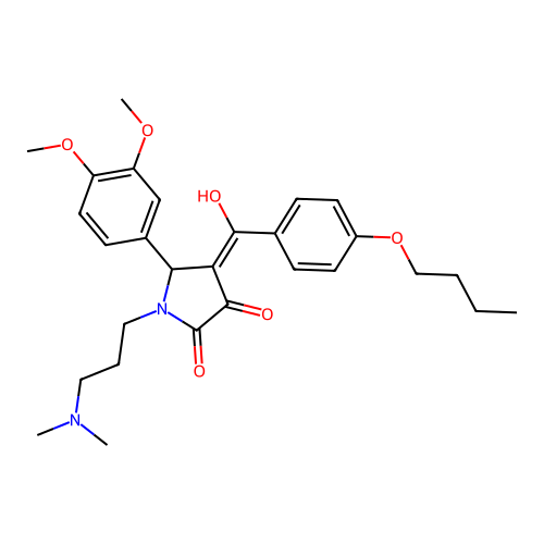 (4E)-4-[(4-butoxyphenyl)-hydroxymethylidene]-5-(3,4-dimethoxyphenyl)-1-[3-(dimethylamino)propyl]pyrrolidine-2,3-dione structure