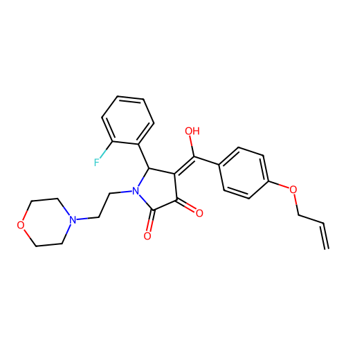(4E)-5-(2-fluorophenyl)-4-[hydroxy-(4-prop-2-enoxyphenyl)methylidene]-1-(2-morpholin-4-ylethyl)pyrrolidine-2,3-dione structure