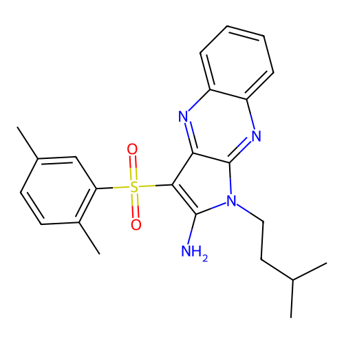 3-((2,5-dimethylphenyl)sulfonyl)-1-isopentyl-1H-pyrrolo[2,3-b]quinoxalin-2-amine structure
