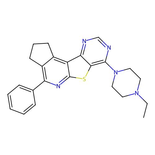 7-(4-ethylpiperazin-1-yl)-4-phenyl-2,3-dihydro-1H-cyclopenta[4',5']pyrido[3',2':4,5]thieno[3,2-d]pyrimidine structure