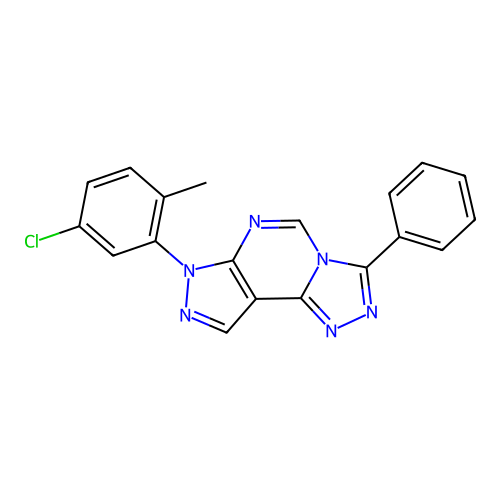7-(5-chloro-2-methylphenyl)-3-phenyl-7H-pyrazolo[4,3-e][1,2,4]triazolo[4,3-c]pyrimidine structure