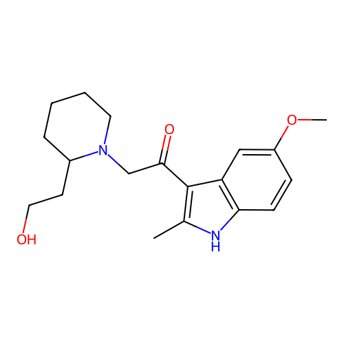 2-[2-(2-hydroxyethyl)piperidin-1-yl]-1-(5-methoxy-2-methyl-1H-indol-3-yl)ethanone structure