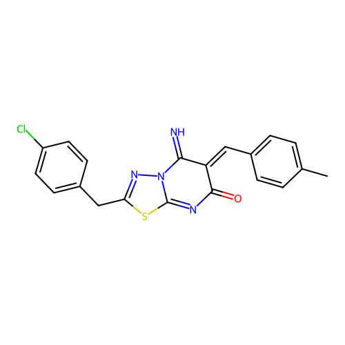 (Z)-2-(4-chlorobenzyl)-5-imino-6-(4-methylbenzylidene)-5H-[1,3,4]thiadiazolo[3,2-a]pyrimidin-7(6H)-one structure