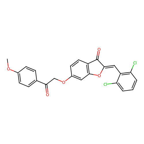 (Z)-2-(2,6-dichlorobenzylidene)-6-(2-(4-methoxyphenyl)-2-oxoethoxy)benzofuran-3(2H)-one structure