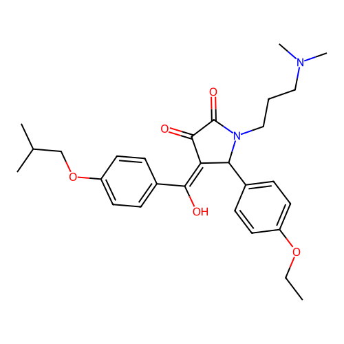 (4E)-1-[3-(dimethylamino)propyl]-5-(4-ethoxyphenyl)-4-[hydroxy-[4-(2-methylpropoxy)phenyl]methylidene]pyrrolidine-2,3-dione structure