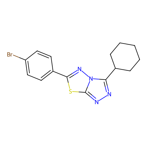 6-(4-Bromophenyl)-3-cyclohexyl-[1,2,4]triazolo[3,4-b][1,3,4]thiadiazole structure