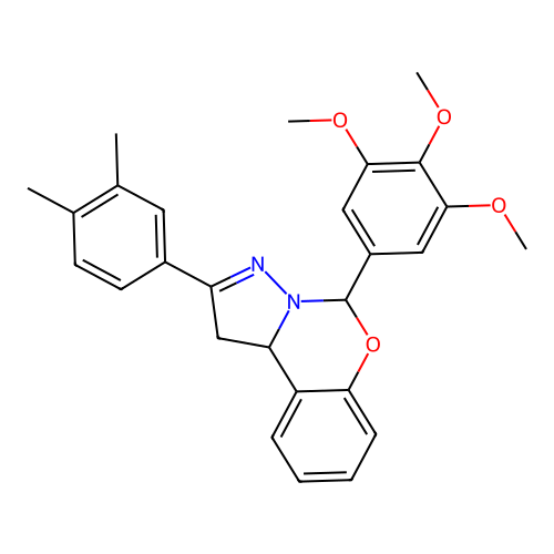 2-(3,4-dimethylphenyl)-5-(3,4,5-trimethoxyphenyl)-1,10b-dihydropyrazolo[1,5-c][1,3]benzoxazine structure