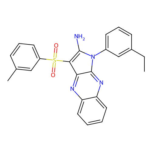 1-(3-ethylphenyl)-3-(m-tolylsulfonyl)-1H-pyrrolo[2,3-b]quinoxalin-2-amine structure