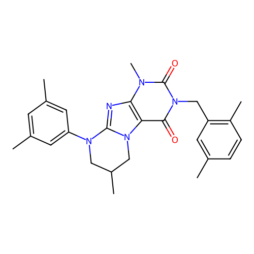 3-(2,5-dimethylbenzyl)-9-(3,5-dimethylphenyl)-1,7-dimethyl-6,7,8,9-tetrahydropyrimido[2,1-f]purine-2,4(1H,3H)-dione structure