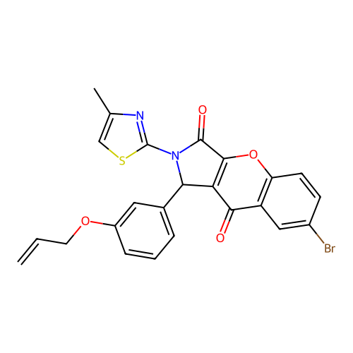 1-(3-(allyloxy)phenyl)-7-bromo-2-(4-methylthiazol-2-yl)-1,2-dihydrochromeno[2,3-c]pyrrole-3,9-dione structure