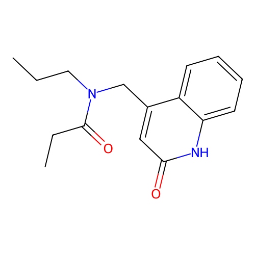 N-[(2-oxo-1H-quinolin-4-yl)methyl]-N-propylpropanamide structure