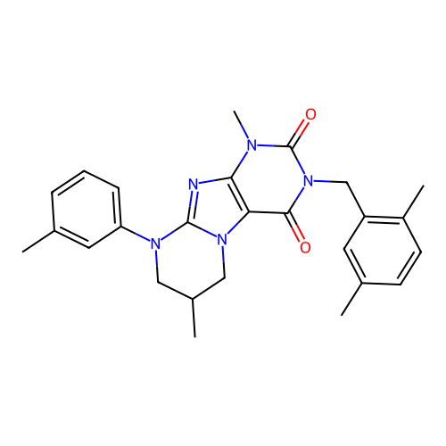 3-(2,5-dimethylbenzyl)-1,7-dimethyl-9-(3-methylphenyl)-6,7,8,9-tetrahydropyrimido[2,1-f]purine-2,4(1H,3H)-dione structure