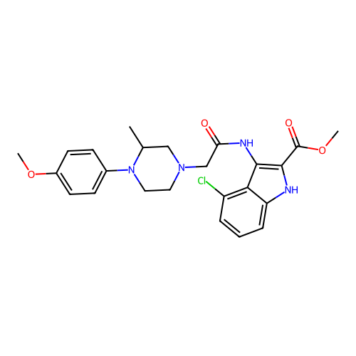 methyl 4-chloro-3-({[4-(4-methoxyphenyl)-3-methylpiperazin-1-yl]acetyl}amino)-1H-indole-2-carboxylate structure