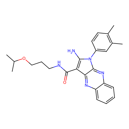 2-amino-1-(3,4-dimethylphenyl)-N-(3-isopropoxypropyl)-1H-pyrrolo[2,3-b]quinoxaline-3-carboxamide structure