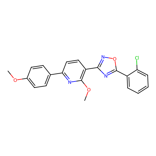 3-[5-(2-chlorophenyl)-1,2,4-oxadiazol-3-yl]-2-methoxy-6-(4-methoxyphenyl)pyridine structure