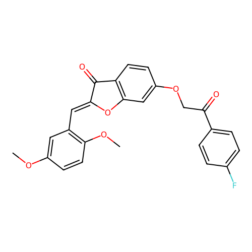 (2Z)-2-[(2,5-dimethoxyphenyl)methylidene]-6-[2-(4-fluorophenyl)-2-oxoethoxy]-1-benzofuran-3-one structure