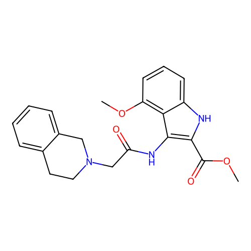 Methyl 3-[[2-(3,4-dihydro-1H-isoquinolin-2-yl)acetyl]amino]-4-methoxy-1H-indole-2-carboxylate structure