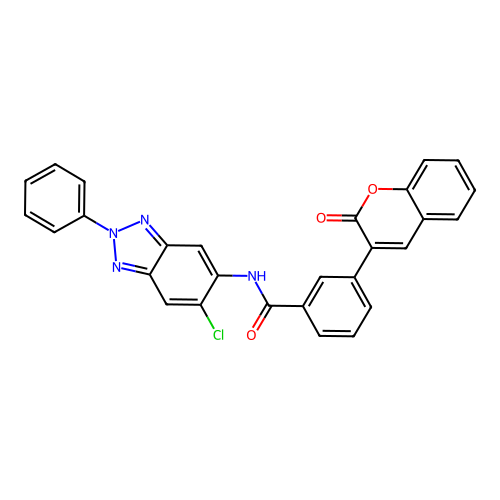 N-(6-chloro-2-phenyl-2H-benzotriazol-5-yl)-3-(2-oxo-2H-chromen-3-yl)benzamide structure