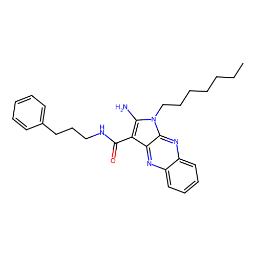 2-amino-1-heptyl-N-(3-phenylpropyl)-1H-pyrrolo[2,3-b]quinoxaline-3-carboxamide structure
