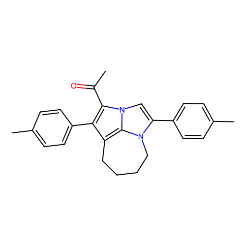 1-(1,4-di-p-tolyl-5,6,7,8-tetrahydro-2a,4a-diazacyclopenta[cd]azulen-2-yl)ethanone structure