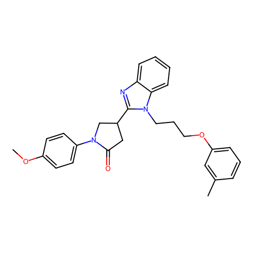 1-(4-methoxyphenyl)-4-(1-(3-(m-tolyloxy)propyl)-1H-benzo[d]imidazol-2-yl)pyrrolidin-2-one structure