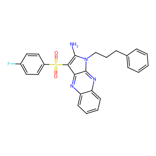 3-((4-fluorophenyl)sulfonyl)-1-(3-phenylpropyl)-1H-pyrrolo[2,3-b]quinoxalin-2-amine structure