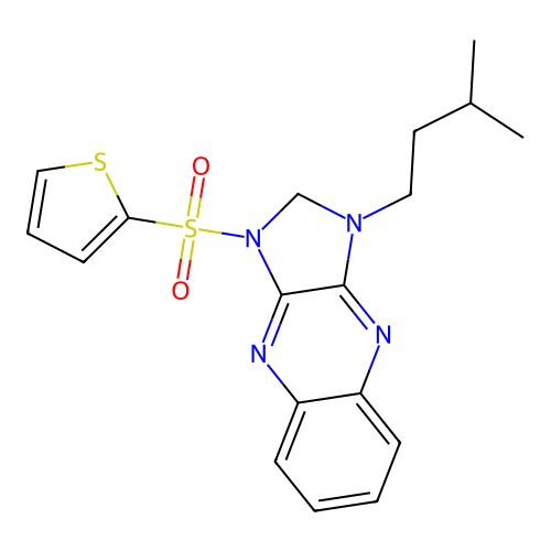 1-(3-methylbutyl)-3-thiophen-2-ylsulfonyl-2H-imidazo[4,5-b]quinoxaline structure