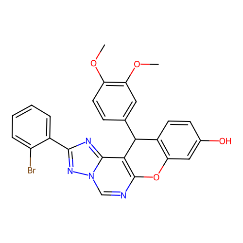 2-(2-bromophenyl)-12-(3,4-dimethoxyphenyl)-12H-chromeno[3,2-e][1,2,4]triazolo[1,5-c]pyrimidin-9-ol structure