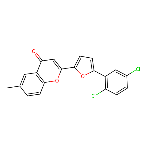 2-[5-(2,5-dichlorophenyl)furan-2-yl]-6-methyl-4H-chromen-4-one structure