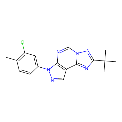 2-tert-butyl-7-(3-chloro-4-methylphenyl)-7H-pyrazolo[4,3-e][1,2,4]triazolo[1,5-c]pyrimidine structure