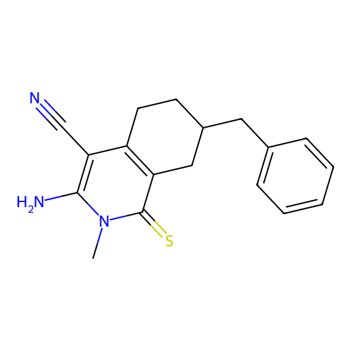 3-amino-7-benzyl-2-methyl-1-thioxo-1,2,5,6,7,8-hexahydroisoquinoline-4-carbonitrile structure