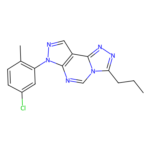 7-(5-chloro-2-methylphenyl)-3-propyl-7H-pyrazolo[4,3-e][1,2,4]triazolo[4,3-c]pyrimidine structure