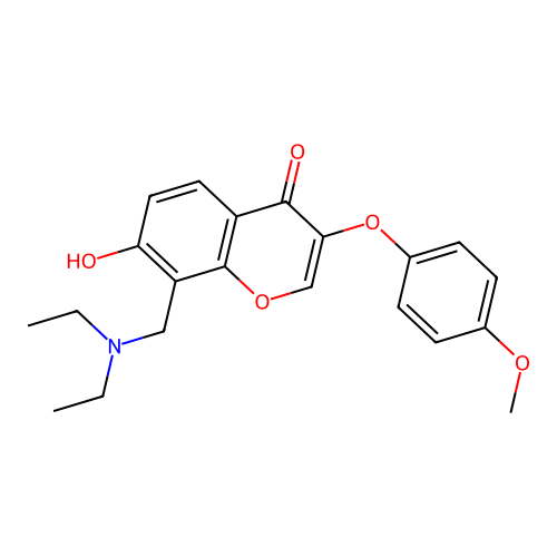 8-((diethylamino)methyl)-7-hydroxy-3-(4-methoxyphenoxy)-4H-chromen-4-one structure