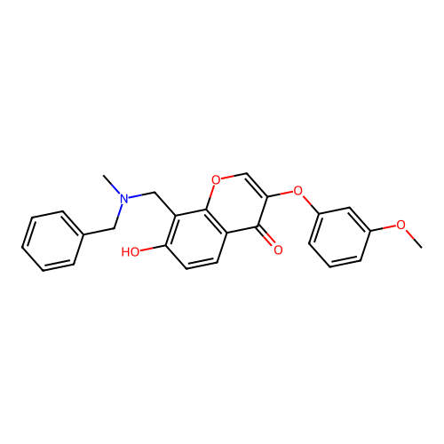 8-((benzyl(methyl)amino)methyl)-7-hydroxy-3-(3-methoxyphenoxy)-4H-chromen-4-one structure