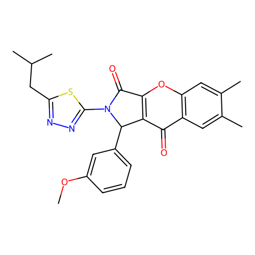 2-(5-isobutyl-1,3,4-thiadiazol-2-yl)-1-(3-methoxyphenyl)-6,7-dimethyl-1,2-dihydrochromeno[2,3-c]pyrrole-3,9-dione structure