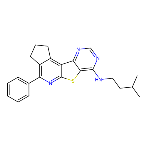 N-(3-methylbutyl)-4-phenyl-2,3-dihydro-1H-cyclopenta[4',5']pyrido[3',2':4,5]thieno[3,2-d]pyrimidin-7-amine structure