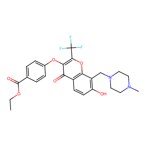 ethyl 4-({7-hydroxy-8-[(4-methylpiperazin-1-yl)methyl]-4-oxo-2-(trifluoromethyl)-4H-chromen-3-yl}oxy)benzoate structure
