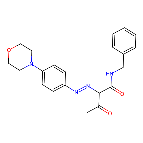 N-(Benzyl)-2-((4-(morpholino)phenyl)azo)-3-oxobutyramide structure