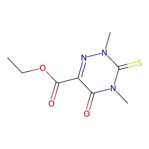Ethyl 2,4-dimethyl-5-oxo-3-sulfanylidene-1,2,4-triazine-6-carboxylate structure