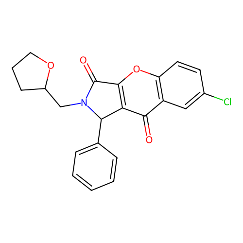 7-chloro-2-(oxolan-2-ylmethyl)-1-phenyl-1H-chromeno[2,3-c]pyrrole-3,9-dione structure