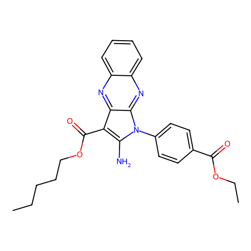 pentyl 2-amino-1-(4-(ethoxycarbonyl)phenyl)-1H-pyrrolo[2,3-b]quinoxaline-3-carboxylate structure