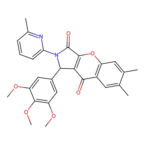 6,7-dimethyl-2-(6-methylpyridin-2-yl)-1-(3,4,5-trimethoxyphenyl)-1,2-dihydrochromeno[2,3-c]pyrrole-3,9-dione structure