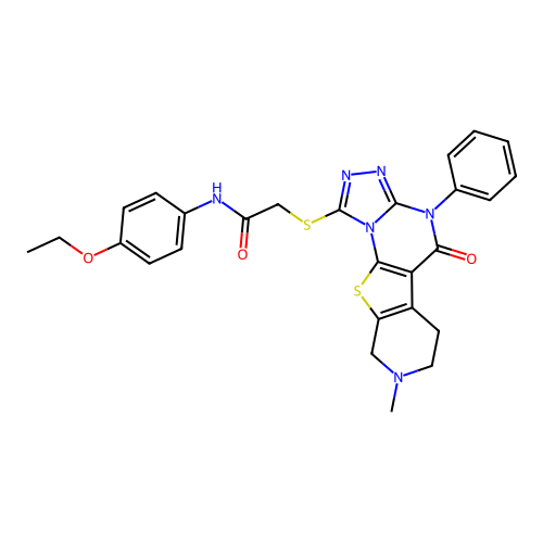 N-(4-ethoxyphenyl)-2-[(8-methyl-5-oxo-4-phenyl-4,5,6,7,8,9-hexahydropyrido[4',3':4,5]thieno[3,2-e][1,2,4]triazolo[4,3-a]pyrimidin-1-yl)sulfanyl]acetamide structure