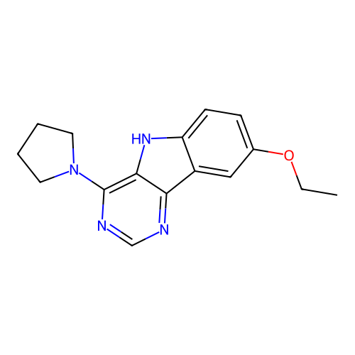 8-ethoxy-4-(pyrrolidin-1-yl)-5H-pyrimido[5,4-b]indole structure